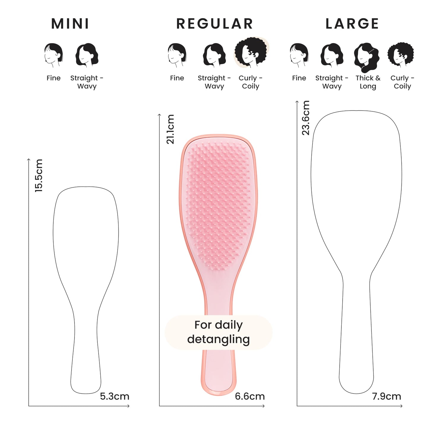 Tangle Teezer Naturally Curly Ultimate Detangler Hairbrush for 3C-4C Curly Coily Hair - Two-Tiered Teeth Define Curls & Reduce Frizz - Mango & Pink