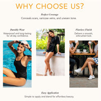 Petansy Waterproof Leg and Body Makeup, Long Lasting Skin Perfecting Body Foundation, No Transfer Vein Cover Up for Varicose Veins, Black Skin, Scars, Tattoos