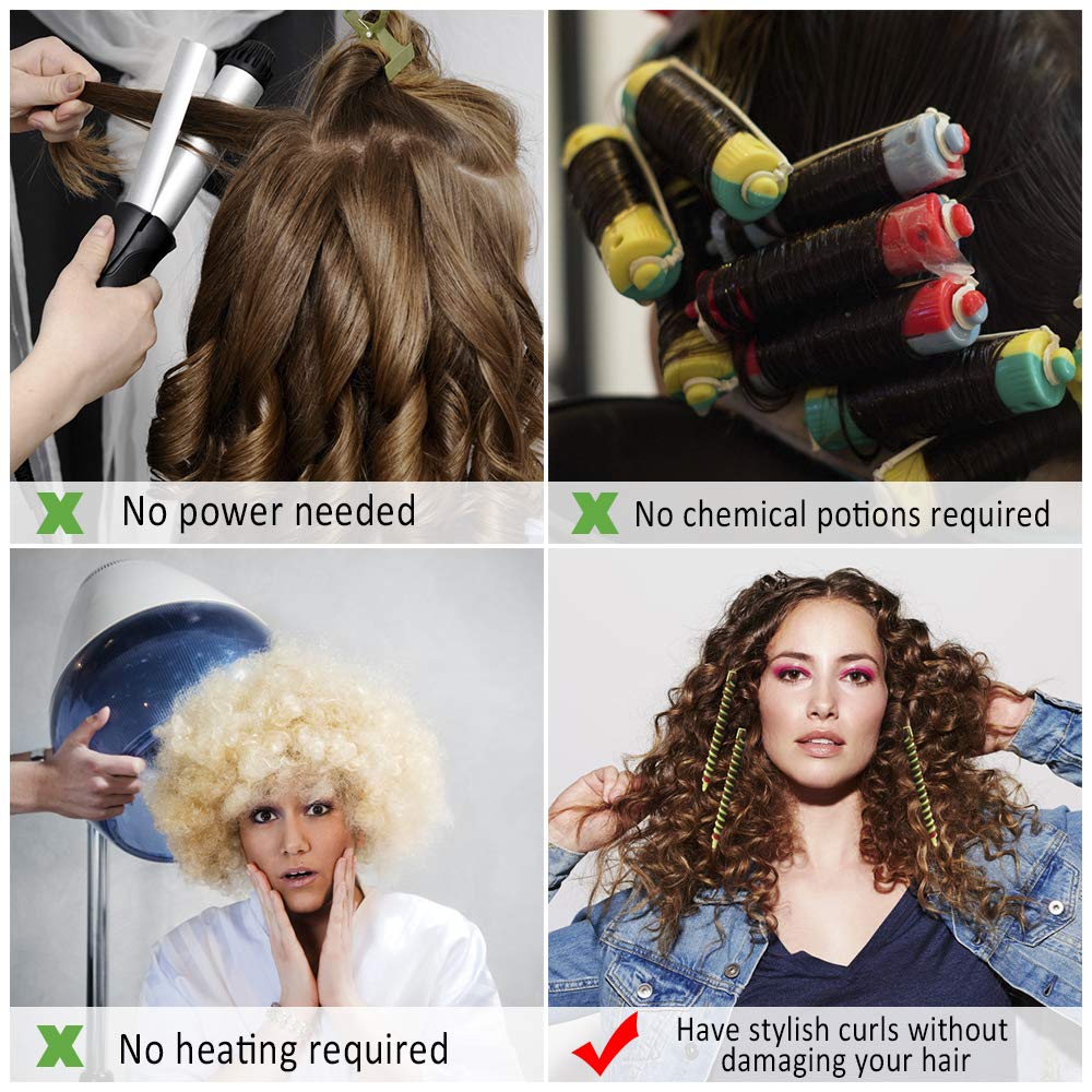Ledoo 60Pcs Plastic Spiral Rollers Spiral Curlers Spiral Hair Rods Multicolored for Women Girls