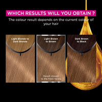 Garnier Olia 7.0 Dark Blonde, oil-powered, no-ammonia. 100% grey coverage. Luminous, long-lasting, vibrant dark blonde hair color with incredible shine and softness.
