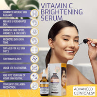 Advanced Clinicals Brightening Vitamin C Face Serum Anti Aging Eye Serum | Potent Vitamin C Face Moisturizer Acne Facial Serum For Dark Spot Treatment, Wrinkle Repair, & Uneven Skin Tone, 1.75 Fl Oz