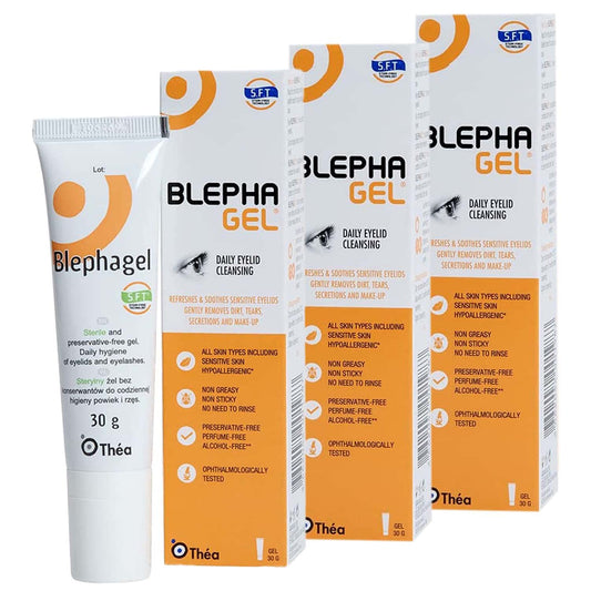 Blephagel Daily Eyelid Cleansing Gel | Gentle Cleanser to Refresh and Soothe Sensitive Eyelids | Preservative-Free and Hypoallergenic Formula | Pack of 3 x 30g Tube