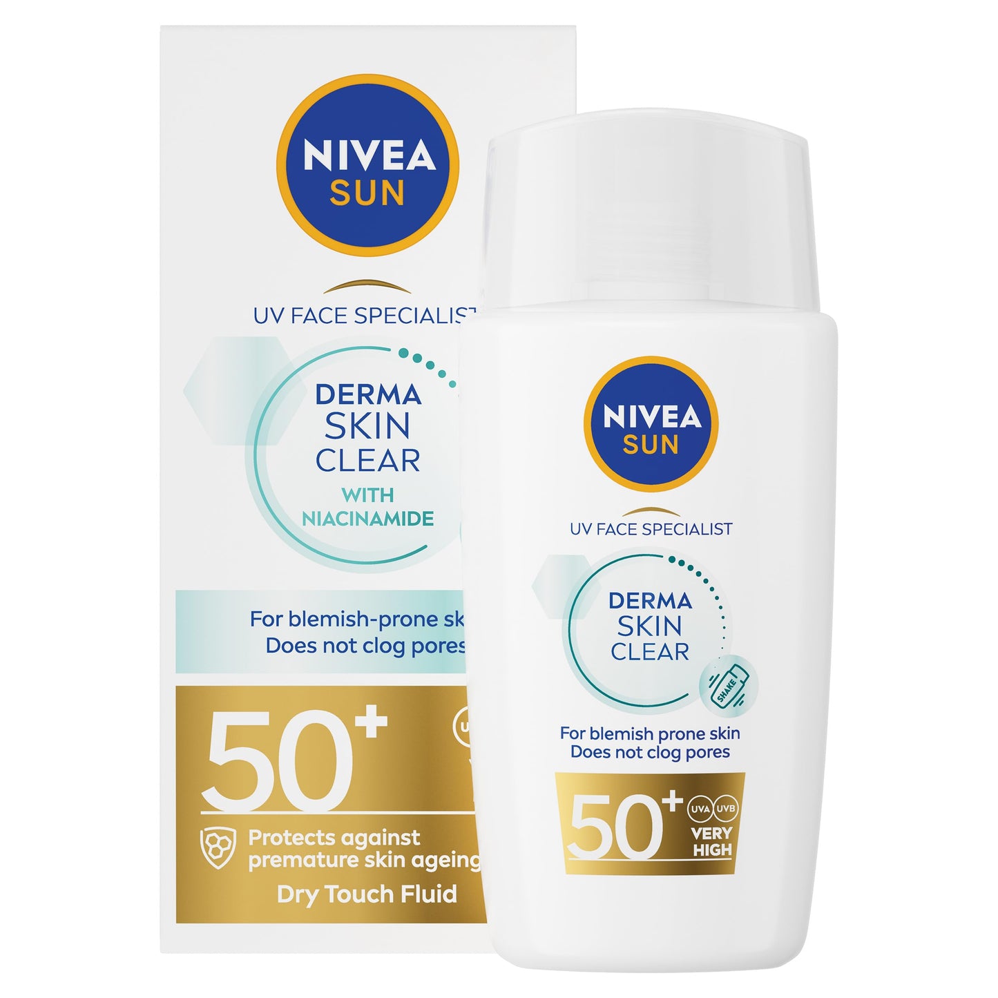 Nivea Sun NIVEA SUN Derma Skin Clear SPF50+ (40ml), Face Sunscreen with Anti-Blemish Complex and Niacinamide, Protects Against UVA/UVB Rays and Premature Skin Ageing