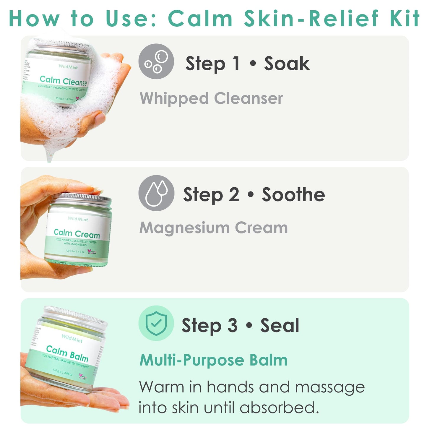 WildMint Calm Balm 100% Natural Relief Treatment for Sore, Itchy & Dry Skin | Intensive Shea Butter Moisturiser Suitable for Baby with Sensitive Skin Prone to Eczema, Redness & Irritation | 120ml