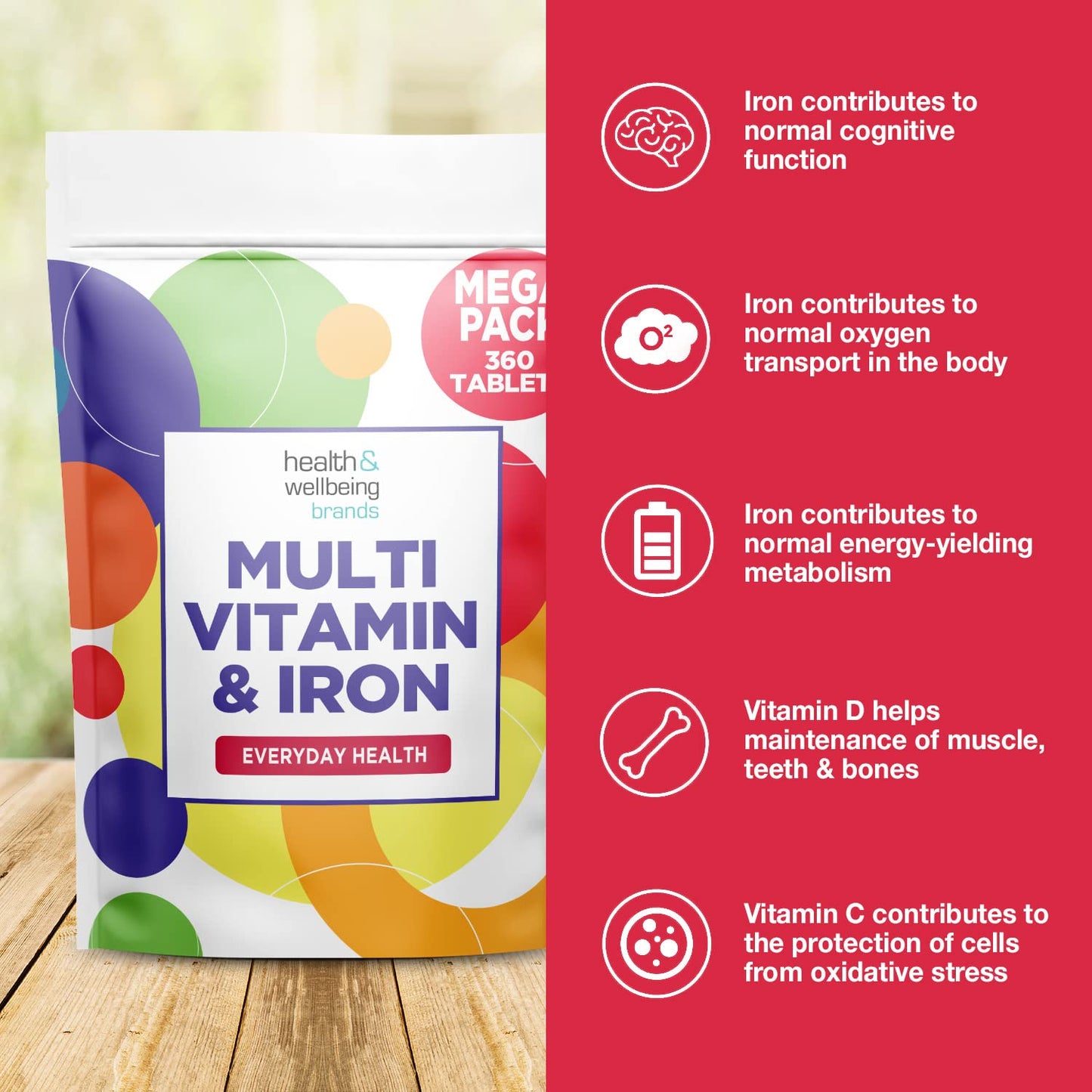 Club Vits Multivitamin & Iron 360 Tablets | One A Day Formulation for Men Or Women | UK Manufactured | Immune Defence: Vitamin C D & B6 Supports Immune System
