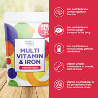 Club Vits Multivitamin & Iron 360 Tablets | One A Day Formulation for Men Or Women | UK Manufactured | Immune Defence: Vitamin C D & B6 Supports Immune System