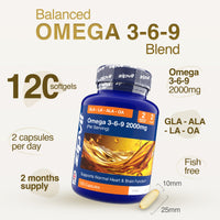 Zipvit Omega 3 6 & 9 Oil 2000mg, 120 Softgels. Source of Alpha-Linolenic Acid. Supports Maintenance of Normal Blood Cholesterol