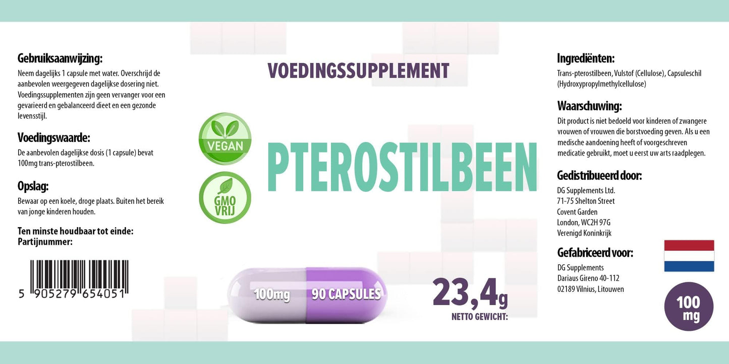 Hepatica Pterostilbene | 100mg | High-Strength Single Ingredient | 90 Vegan Capsules | 3-Month Supply | GMP & 3rd Party Lab Tested
