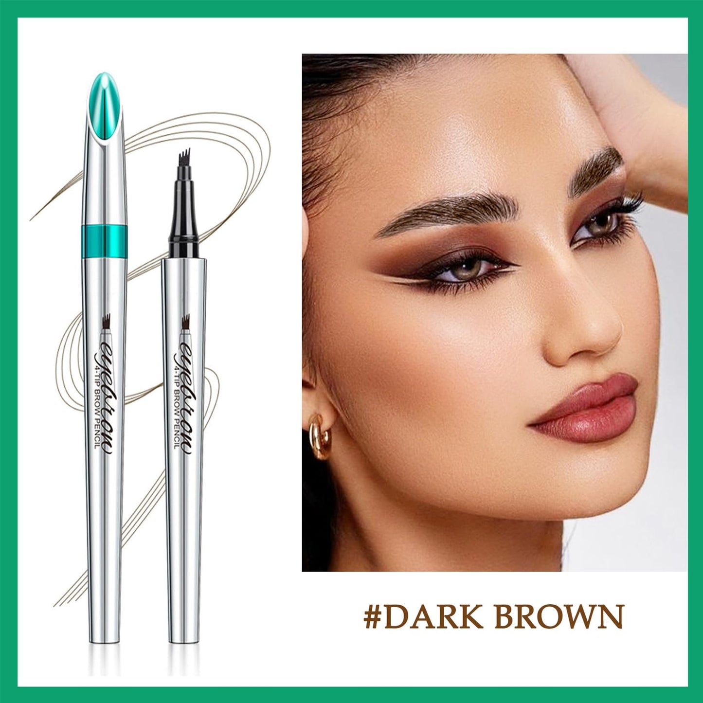 Mikloven 4D Microblading Eyebrow Pen with 4 Fork Tips – Waterproof, Smudge-Proof & Long-Lasting Liquid Brow Pencil for Natural Hair-Like Strokes, Includes Eyebrow Razor – Dark Brown