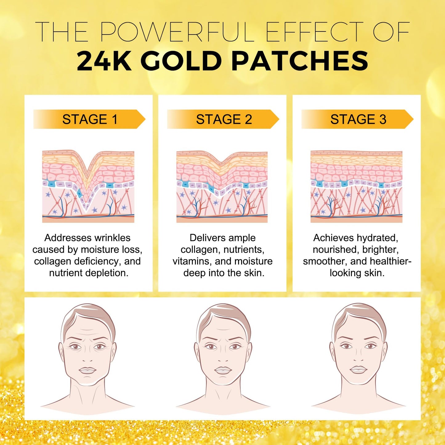 Collagen Forehead Wrinkle Patches, 12PCS 24K Gold Forehead Patches for Wrinkles, Anti Wrinkle Patches Anti-Aging Moisturising & Wrinkle Reduction, Collagen Regeneration and Skin Tightening