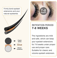 QUEWEL Eyelash Extension Glue 6ML Strong Black Lash Glue 1-2 Sec Quick Drying Professional Lash Extension Glue for Sensitive Retention 7-8 Weeks Eyelash Glue