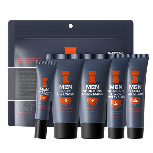 TBeautfave Mens Skincare Gift Set | Mens Skin Care Sets & Kits | Skincare Set for Mens Gift Set | Travel Skincare Sets | Fash Wash,Face Scrub,Day Cream,Eye Cream,Overnight Moisturizer | Men Gift Set