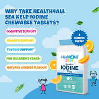 Health4All Kids Sea Kelp Iodine 75mcg 90 Chewable Tablets, Supports Learning & Growth