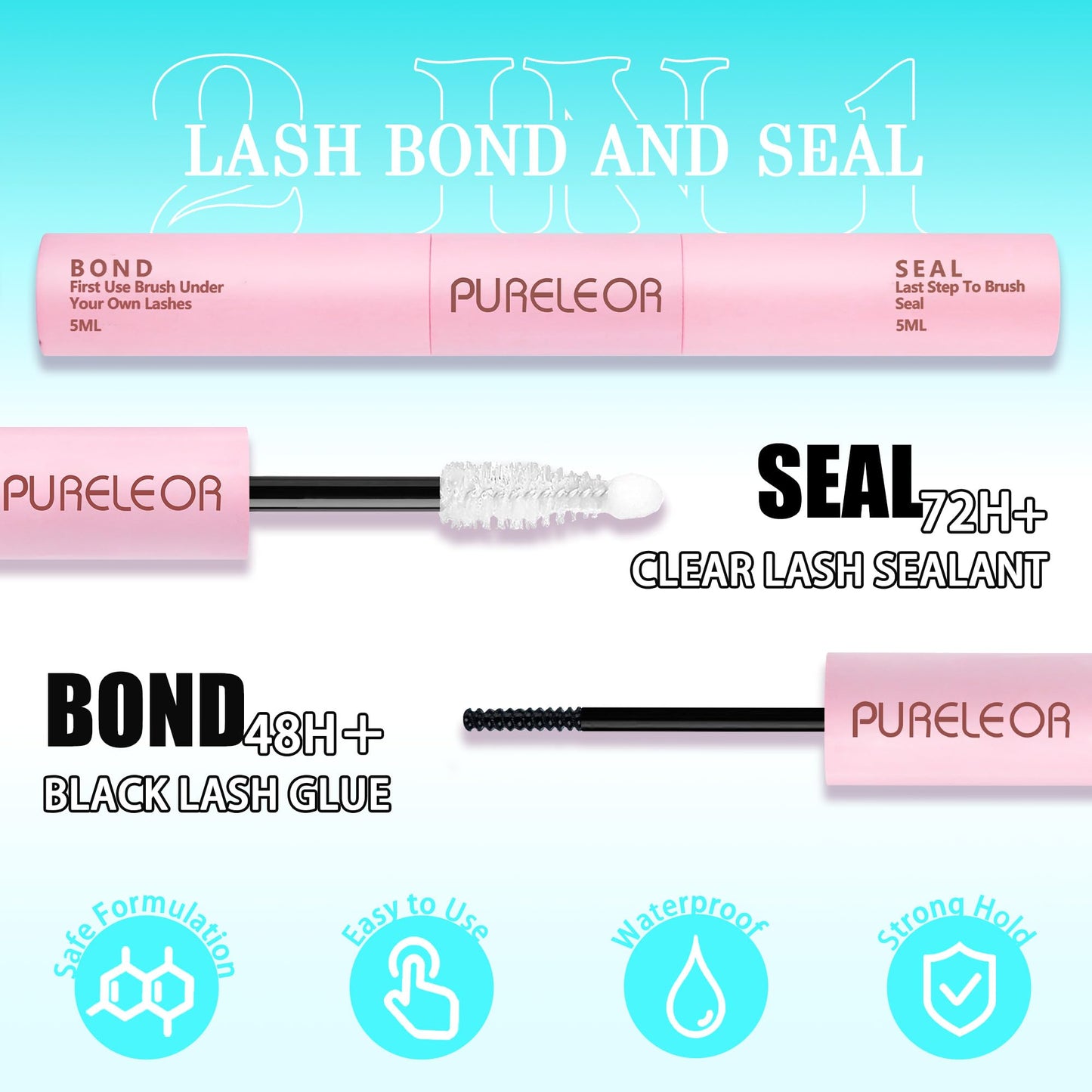 PURELEOR Cluster Lashes Kit DIY Individual Lash Clusters at Home False Eyelashes Fluffy Set Including Bond and Seal Tweezers Eyelash Extensions Mixed 12-16mm