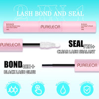 PURELEOR Cluster Lashes Kit DIY Individual Lash Clusters at Home False Eyelashes Fluffy Set Including Bond and Seal Tweezers Eyelash Extensions Mixed 12-16mm