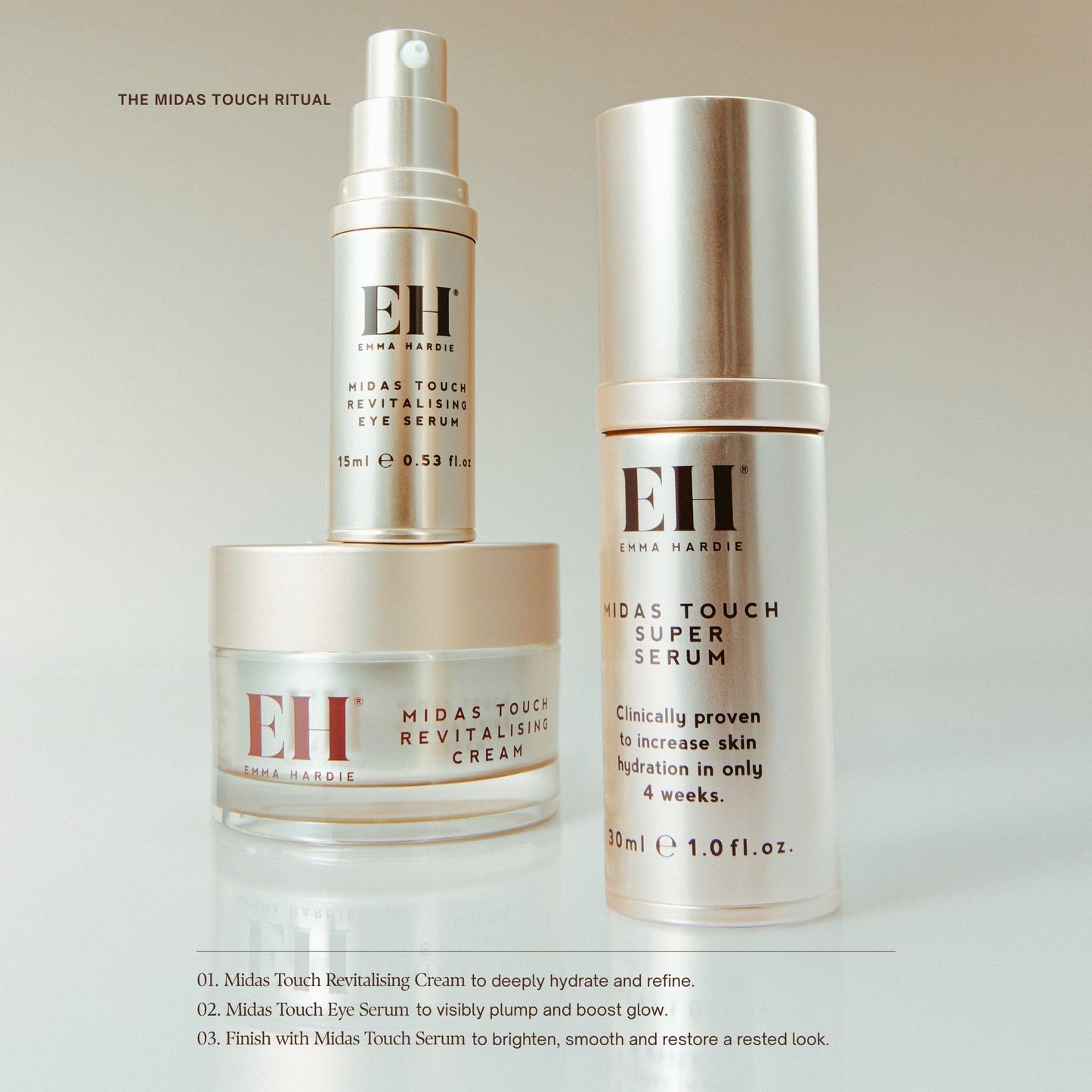 Emma Hardie Midas Touch Revitalising Eye Serum 15ml with Hyaluronic Acid, Hydrating, Brightening Eye Serum for Dark Circles & Puffiness, Anti-Ageing Eye Treatment for Fine Lines & Wrinkles