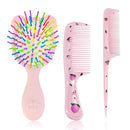 Cosysparks Toddler Detangler Hair Brush and Comb Set - 3-Piece Mini Airbag Massage Tool for Girls - Cute Kids' Pocket Design