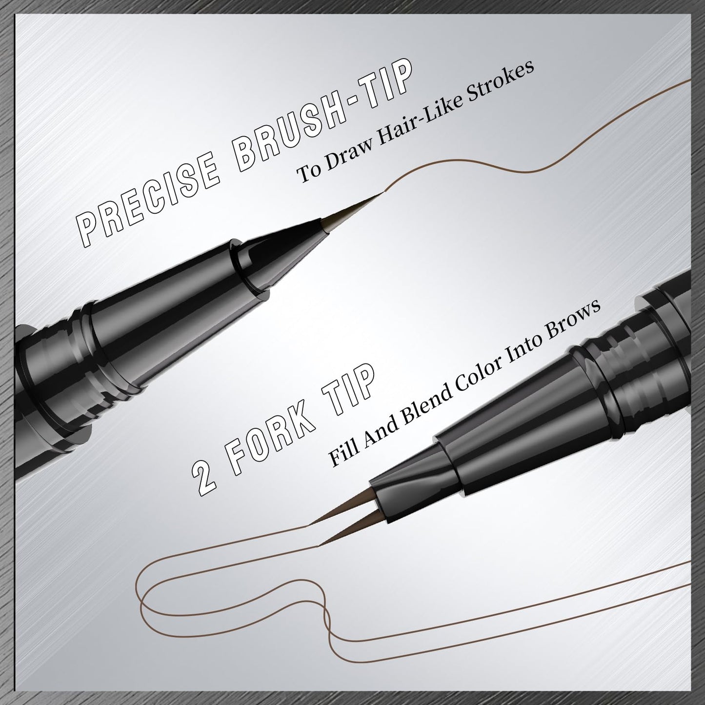 Microblading Eyebrow Pen, 2-in-1 dual-ended long-lasting eyebrow pencil, featuring micro-blade tip and precision brush tip, newly upgraded dual-ended makeup, creates natural eyeliner eyebrows (brown)