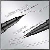 Microblading Eyebrow Pen, 2-in-1 dual-ended long-lasting eyebrow pencil, featuring micro-blade tip and precision brush tip, newly upgraded dual-ended makeup, creates natural eyeliner eyebrows (brown)