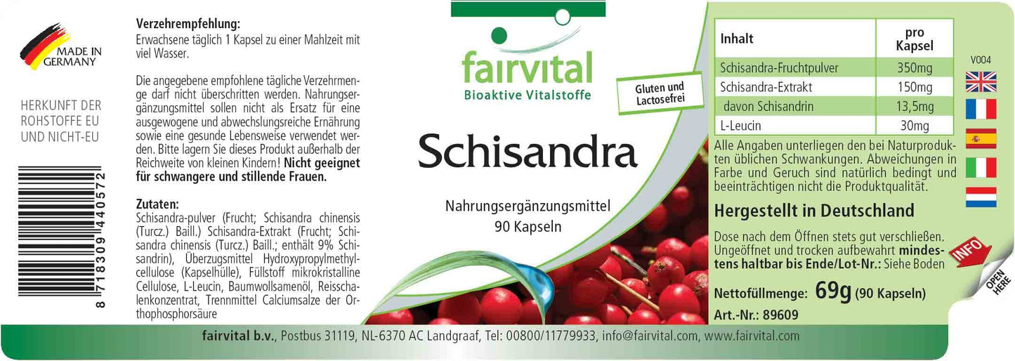 fairvital Fairvital | Schisandra - BULK PACK for 3 months - VEGAN - 90 capsules - Wu Wei Zi