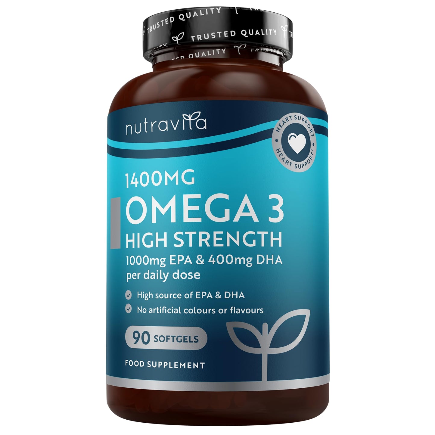Nutravita Highest Strength Omega 3 Fish Oil 2000mg - Providing 1000mg EPA & 400mg DHA per Serving - Sustainably Sourced & Contaminant Free - Made in The UK