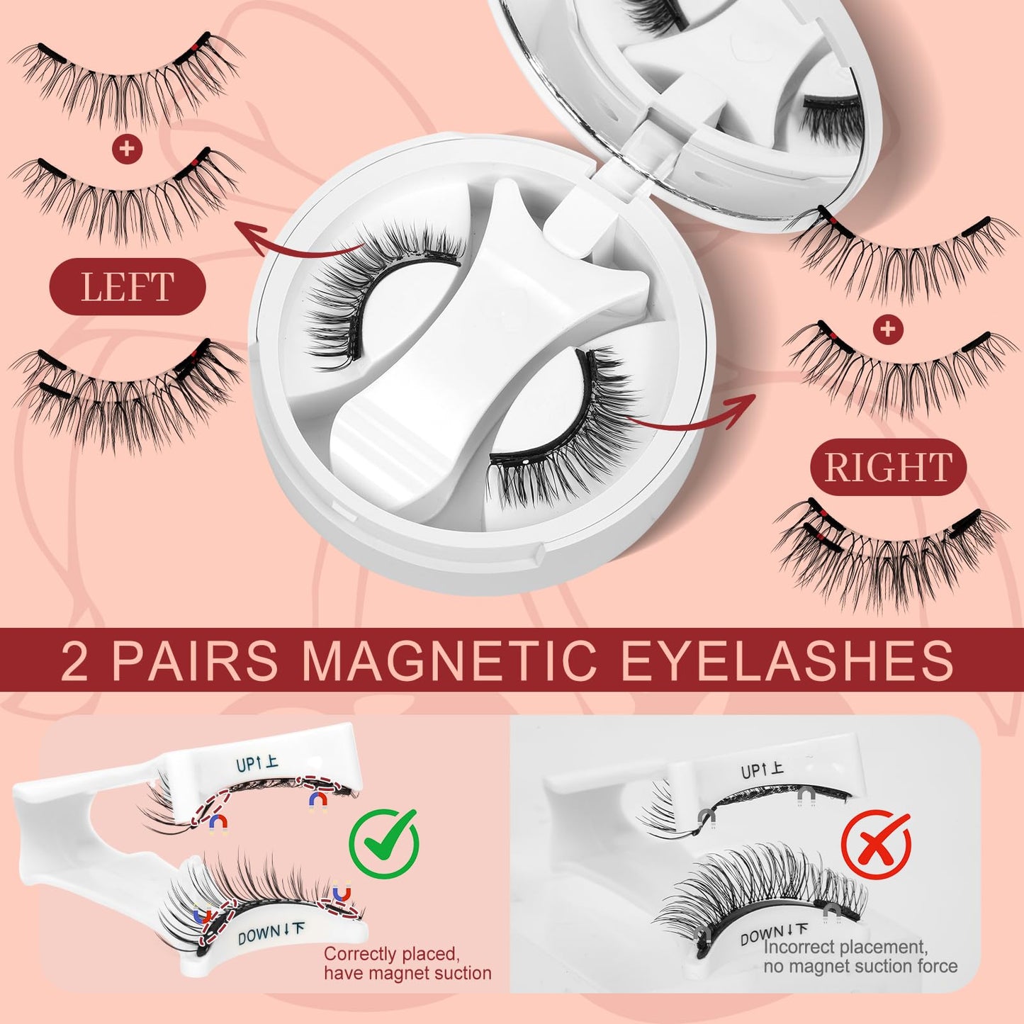 Higu clace Magnetic Eyelashes kit, Reusable Magnetic Lashes Set with Applicator, Waterproof No Glue Lashes for Party and Wedding (Style NB)