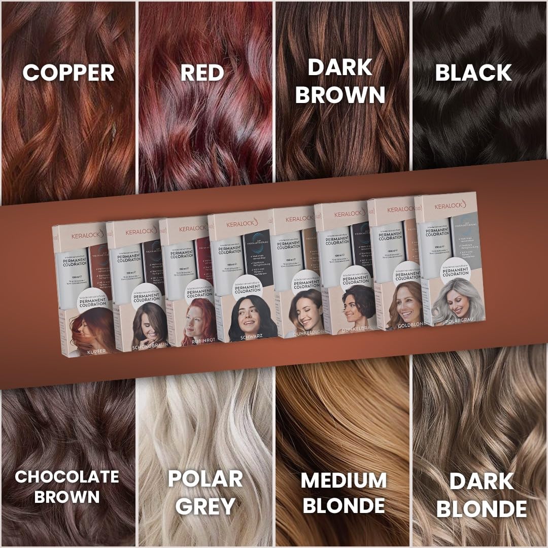 Keralock Hair Color - 150ml, No Premix Needed, Reusable for Up to 4 Months - All-in-One Dye with Conditioner & Brush (Dark Brown, 150ml)