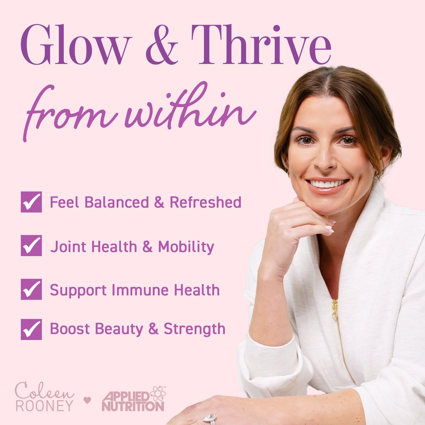 Applied Nutrition - Coleen Rooney - Marine Collagen - Anti-Aging Formula - Best Skin Rejuvenation - Best Joint Support - Radiant Complexion - (14 Sachets - 12.5g Each) (Strawberry)