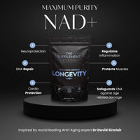 The Supplement Stack Longevity - Anti-Aging NAD+ Supplement with Nicotinamide Riboside, Glycine, NAC, Trans-Resveratrol, Pterostilbene, Fisetin & Vitamin D3/K2 for Cellular Health, Energy, and Vitality – Premium Formula