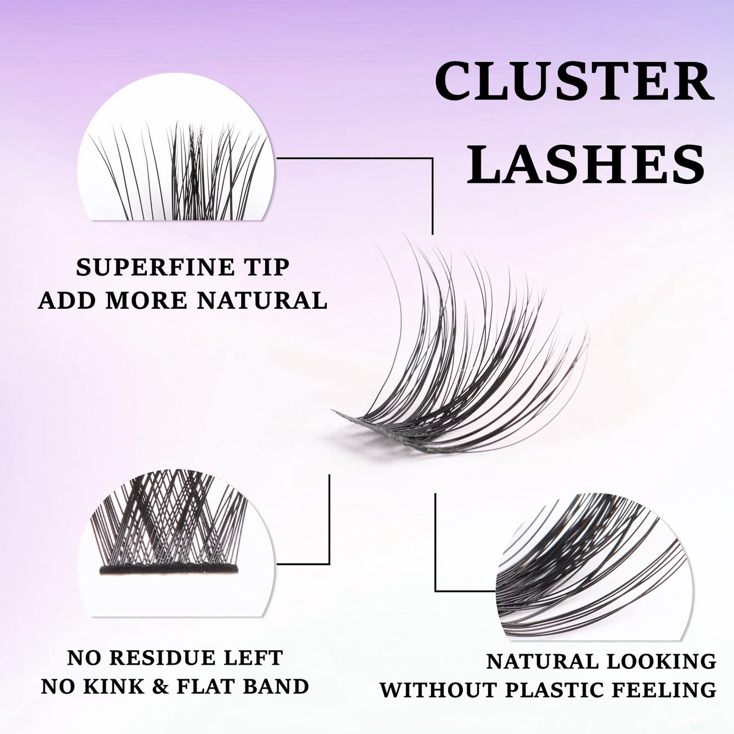 ocean pearl Cluster Lashes 72 Clusters Individual Lashes DIY Lash Extensions 10-16mm Length Reusable Soft Natural False Eyelashes Super Thin Band Wide Stem Eyelash Extensions for Makeup at Home