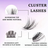 ocean pearl Cluster Lashes 72 Clusters Individual Lashes DIY Lash Extensions 10-16mm Length Reusable Soft Natural False Eyelashes Super Thin Band Wide Stem Eyelash Extensions for Makeup at Home