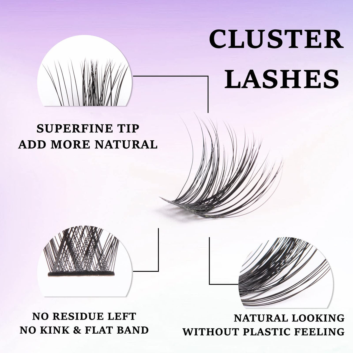 ocean pearl Cluster Lashes 72 Clusters Individual Lashes DIY Lash Extensions 10-16mm Length Reusable Soft Natural False Eyelashes Super Thin Band Wide Stem Eyelash Extensions for Makeup at Home