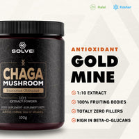Solve Labs SOLVE Labs® ● Premium Siberian Chaga Extract Powder ● 10% Beta-D-Glucans ● 10:1 Extract ● Zero Fillers & Additives ● 100g ● 3 Months Supply