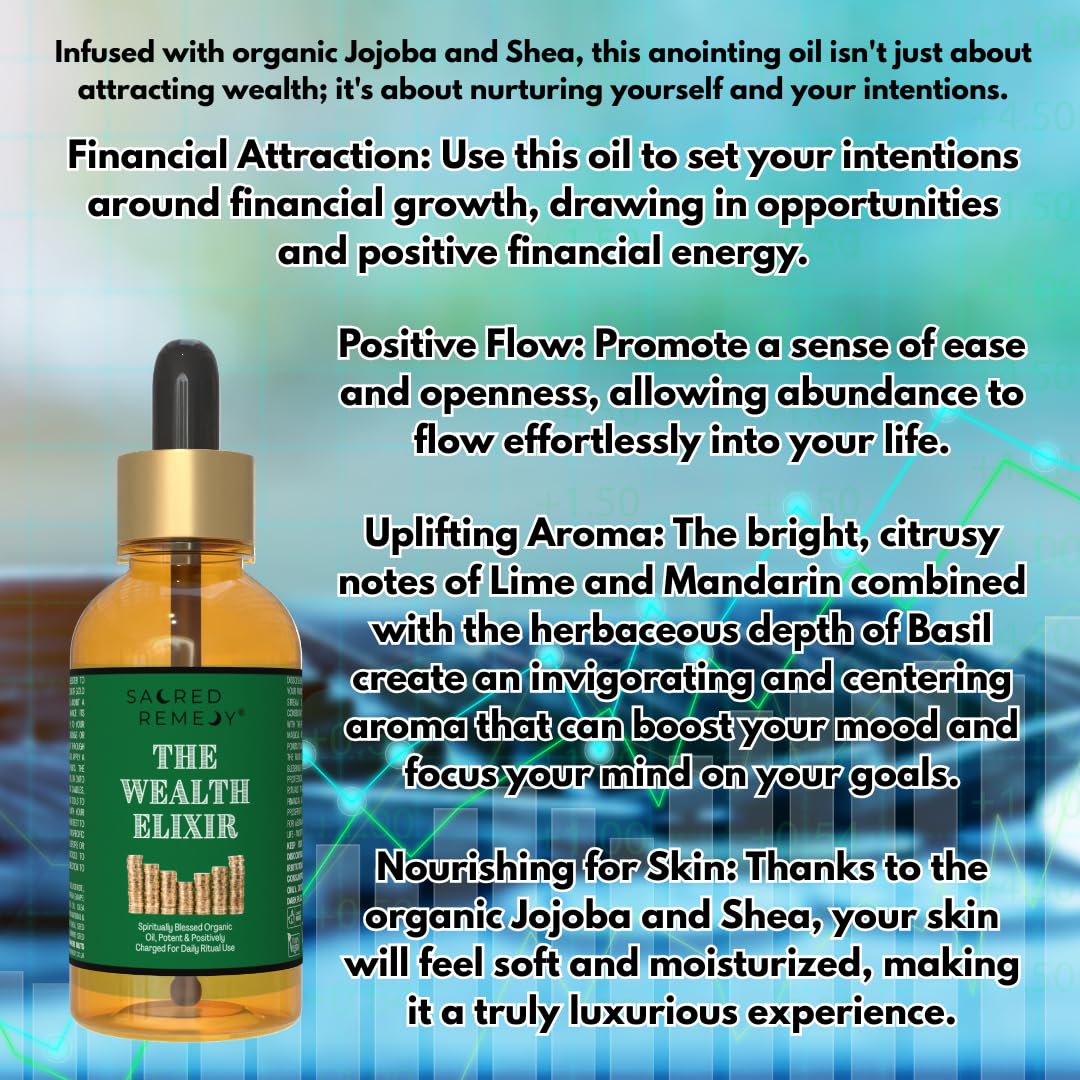 Sacred Remedy Money Magnet - Wealth Elixir Anointing Oil | Lime Basil & Mandarin for Abundance & Prosperity with Organic Jojoba & Shea, Financial Attraction & Positive Flow (1oz / 30ml)