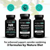 Nature Diet Berberine - 1000mg Berberine HCL per Serving - 60 Vegan Capsules - Supports Metabolism & Glucose Levels