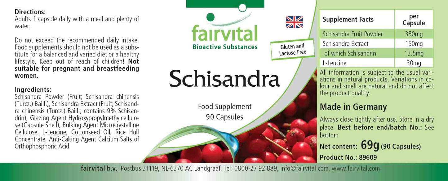 fairvital Fairvital | Schisandra - BULK PACK for 3 months - VEGAN - 90 capsules - Wu Wei Zi