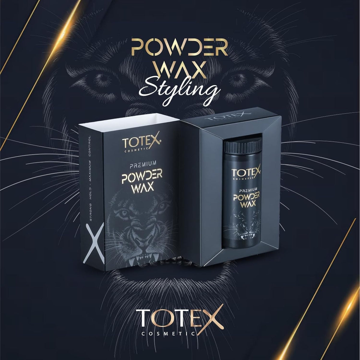 Totex Premium Hair Styling Powder Wax 20g + Wahl Style Gold Flat Top Comb | Volumising Thickening Matte Dust | Ultra Strong Hold & Matte Finish for Hair and Beard Styling