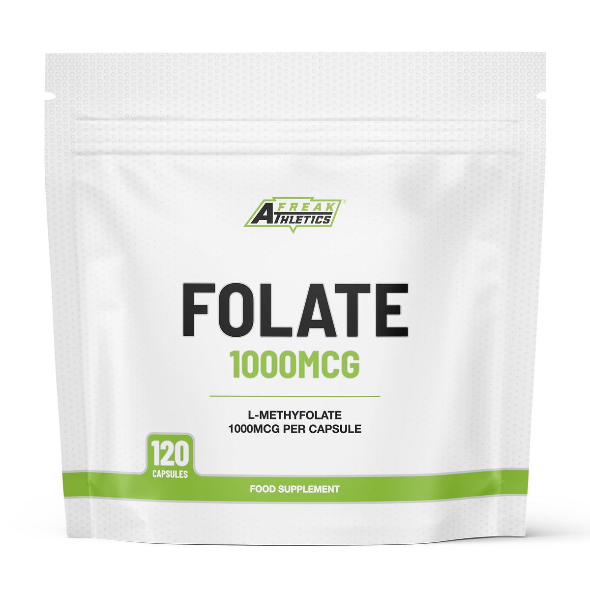 Freak Athletics Folate 1000mcg (L-Methylfolate) 120 Capsules, 5-MTHF Active Form of Folic Acid/Vitamin B9, UK Made