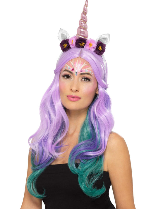 Smiffys Make-Up FX, Unicorn Kit, Aqua, Multi-Colou Face Paints, Glitter, Shimmer, Gems & Applicators, Cosmetics and Disguises Fancy Dress, Unicorn Dress Up Cosmetics & Disguises.