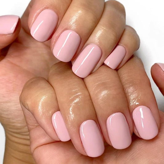 DMQ Square False Nails Short, 24Pcs Pink French Tip Press on Nails Glossy Pure Color Gel Fake Nails, Girls Pink Glue on Nails Full Cover Acrylic Square Stick on Nails for Women and Girls