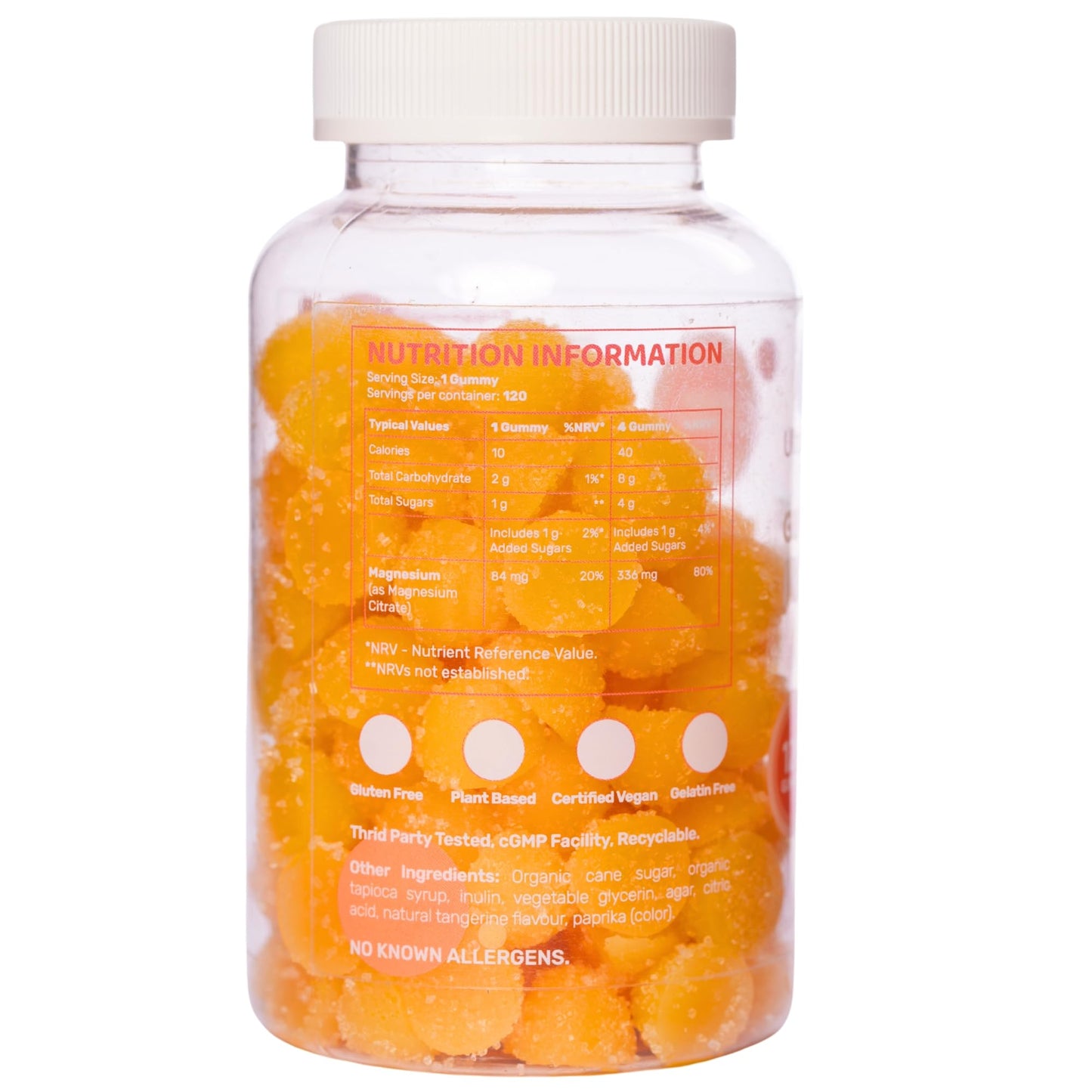 Ultra Lyte Magnesium Citrate Gummies – 336 mg Elemental Magnesium per Serving – 120 Gummies (30 Days) – Gelatin Free Vegan High-Strength Supplement – Peach Flavour