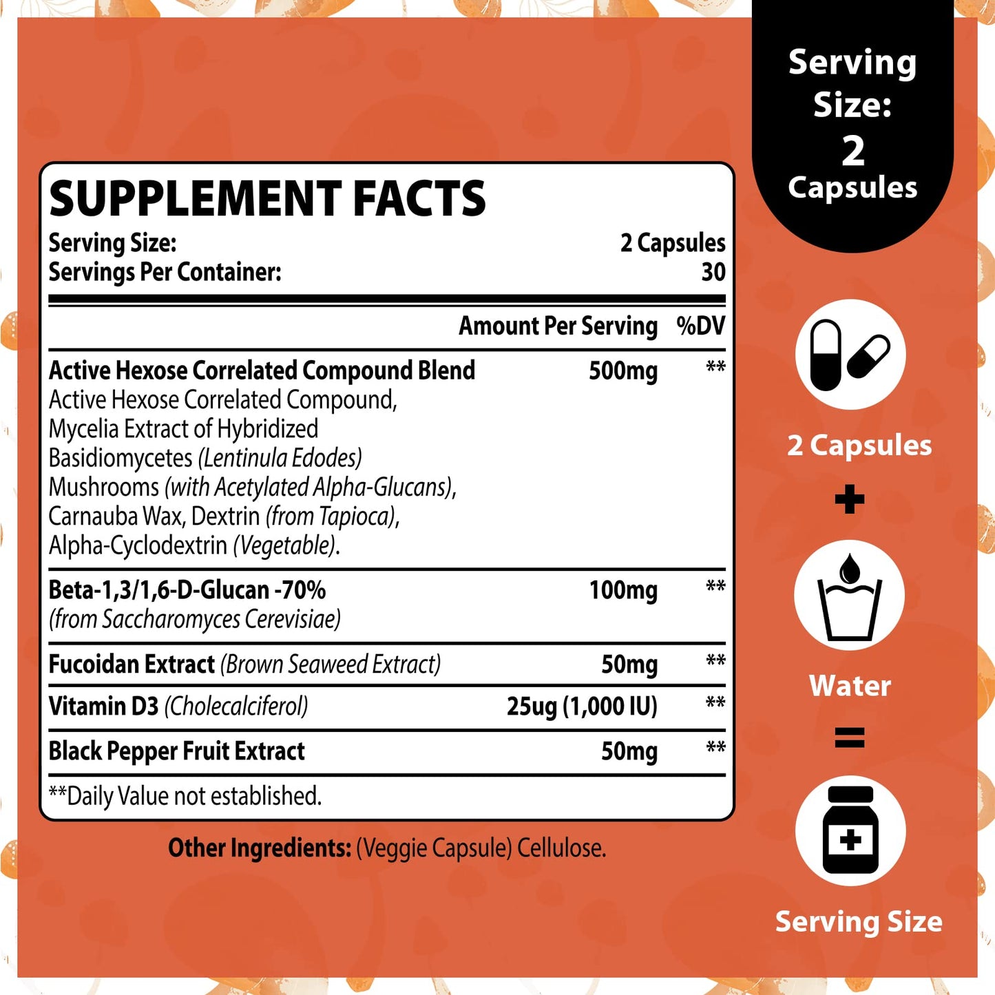 Active Hexose Correlated Compound 500mg - Supports Immune Health, Liver Function & T-Cell/Natural Killer Cell Activity - 120 Veggie Capsules (Pack of 2)