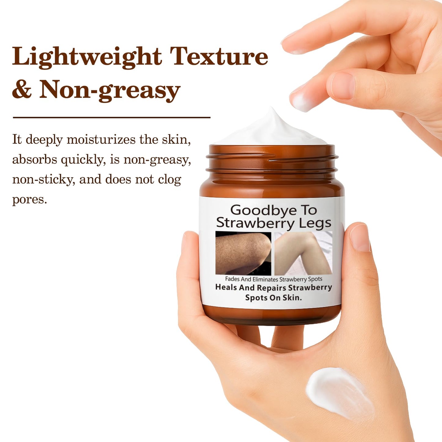 Strawberry Legs Treatment Cream, Skin Smoothing Cream for Chicken Skin Treatment, Fades And Eliminates Strawberry Spots, Exfoliating, Moisturizing, 4.21FL.OZ