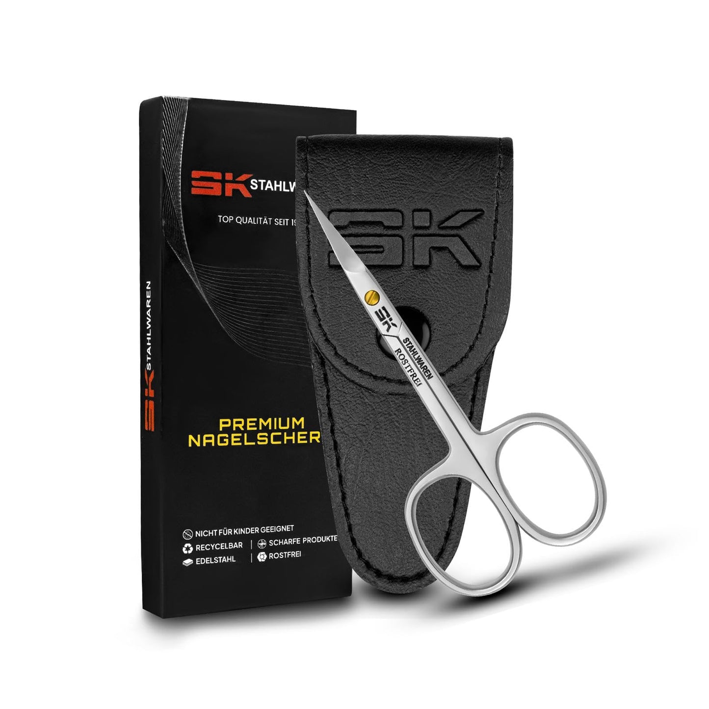 SK Stahlwaren SK STAHLWAREN Professional cuticle scissors, curved, extra sharp nail scissors. For precise removal of skin residues. Combination scissors.