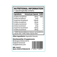 X supplements Natural Vitamin E Complex | 60 Vegan Capsules |100% Natural Ingredients | Advanced Formula | All 8 E Tocopherols & Tocotrienols | No Fillers Or Binders | X Supplements | Supports Immune Health