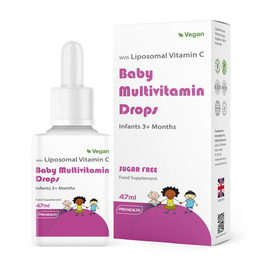 PROHEALTH ProHealth Vegan Multivitamin Drops for Infants & Kids (Age 3 Months+) | 9 Essential Vitamins with Liposomal Vitamin C, Mango Flavour | Sugar-Free, Non-GMO, Gluten-Free, Made in UK (55 Days Supply)