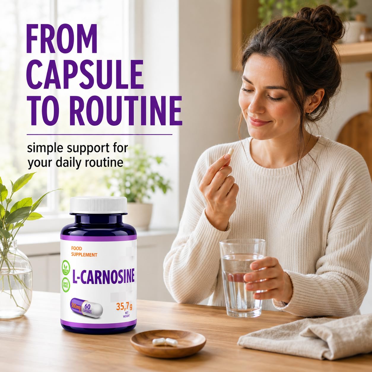 Hepatica L-Carnosine 500mg | Beta-Alanine & Histidine Dipeptide | 60 Vegan Capsules | 2-Month Supply | 3rd Party Lab Tested