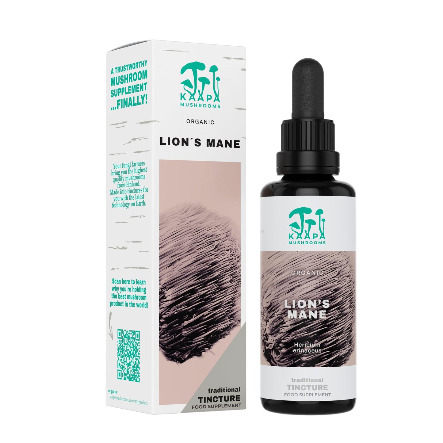 KAAPA MUSHROOMS ORGANIC LIONS MANE MUSHROOM EXTRACT TINCTURE | Unique & Potent Triple Extraction Method | Grown in Finland | Mushroom Supplement for Cognitive Function, Brain & Memory | 50ml