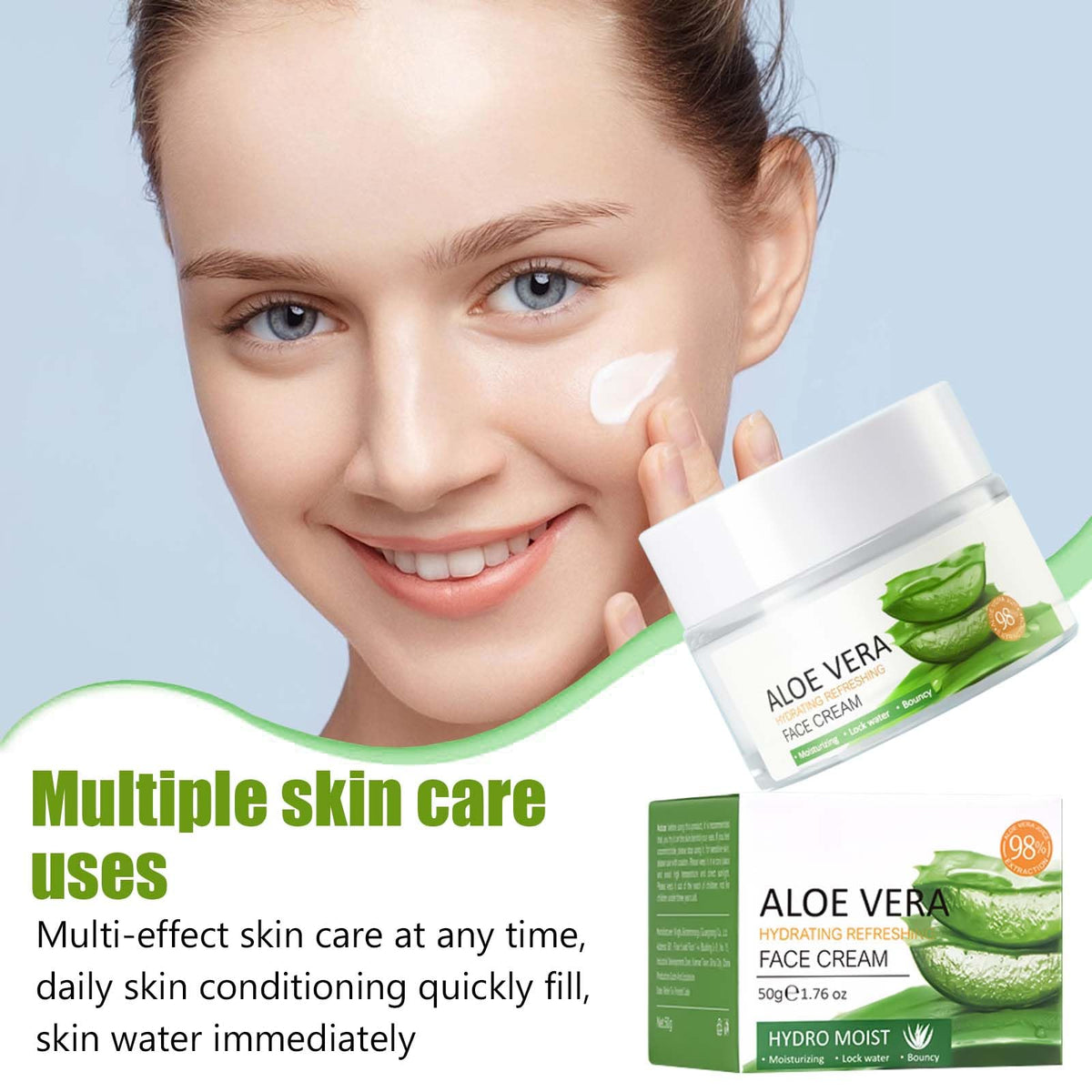 FresFresi Aloe Vera Face Cream - Hydrating & Nourishing Moisturizer for Women, 98% Pure Aloe Vera, Suitable for All Skin Types - Moisturize & Combat Wrinkles naturally
