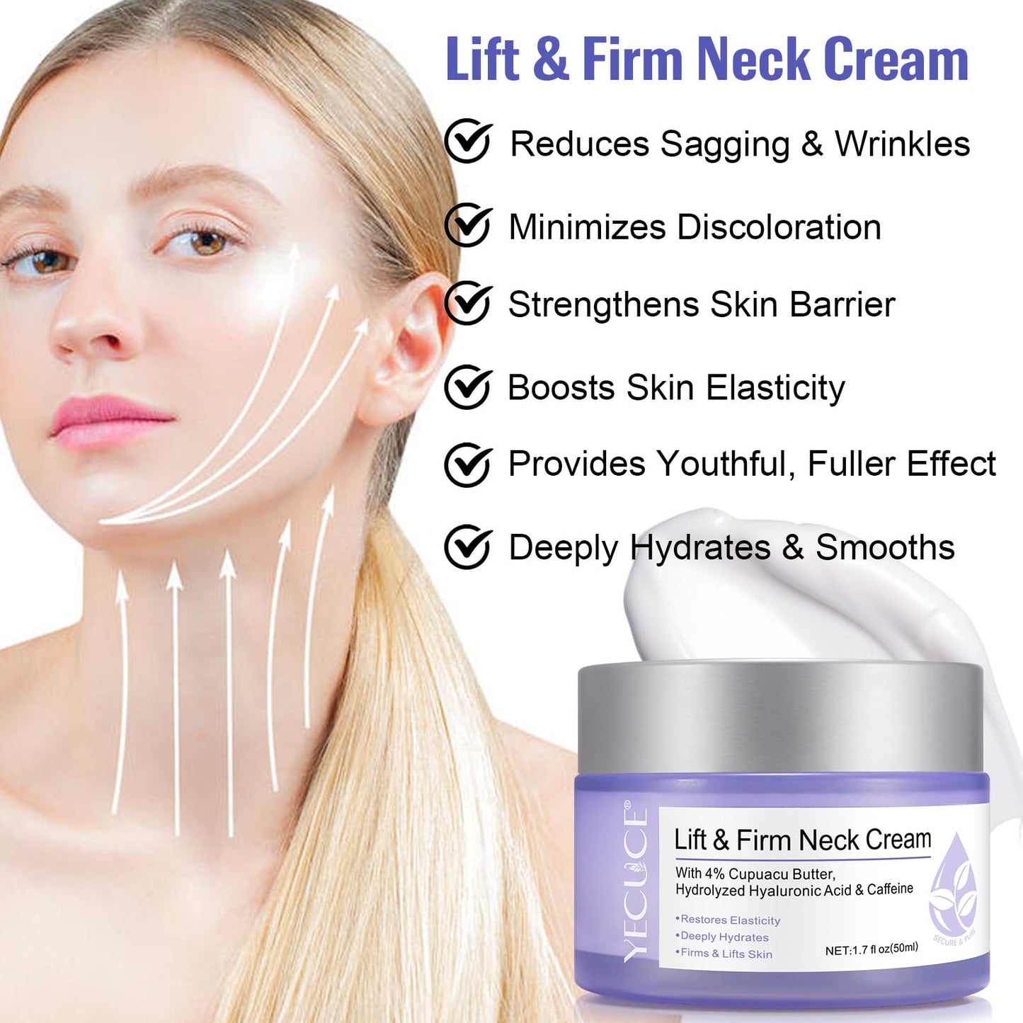 NBXINSLF Neck Firming Cream,Firming Tightening Lifting Neck Cream,Nourishing & Hydrating Skin Cream, Suitable for Face Jaw Chin Throat Chest,Firm and Elastic Skin Cream For Women Men Adults 50ML